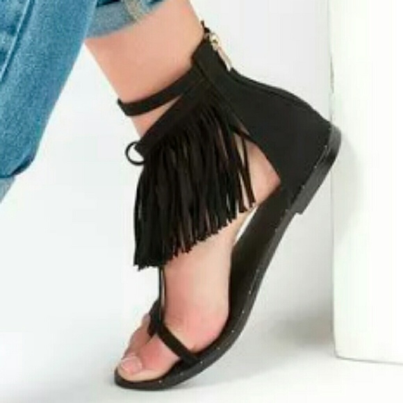 JustFab Shoes - Fringe Faux Suede Sandals NWT!
